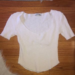 Zara short sleeve ribbed top, off white size S